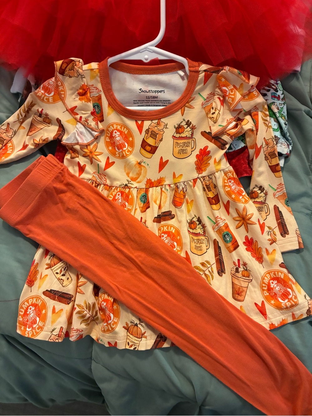 Cozy Pumpkin Spice Kids Matching Set - Orange